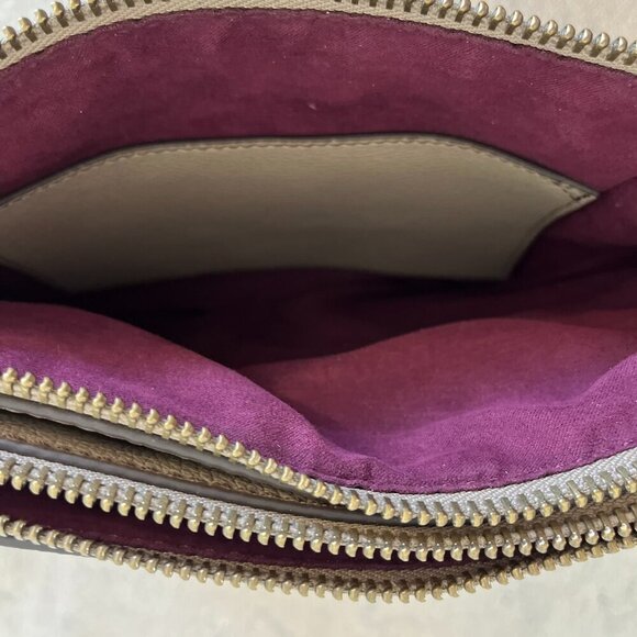 Etienne Aigner Peddled Nappa Leather Tan Angela Logo Crossbody Purse - Picture 12 of 14